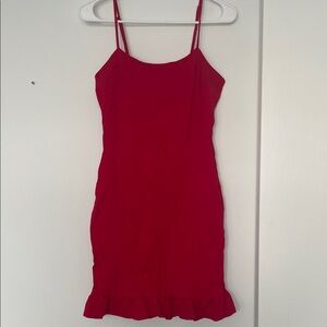 Lulu's Red Ruffle Hem Dress